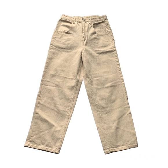 cream loose wide leg jeans from korea - Picture 2 of 4